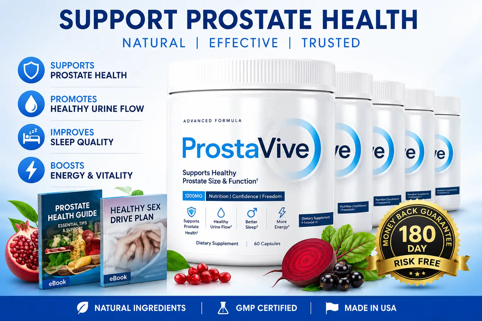 ProstaVive Complete 6-Bottle Offer with Free Bonuses and 180-Day Guarantee